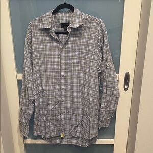Scott Baker Men's Blue and Black Plaid Shirt, L, EUC, 100% Cotton